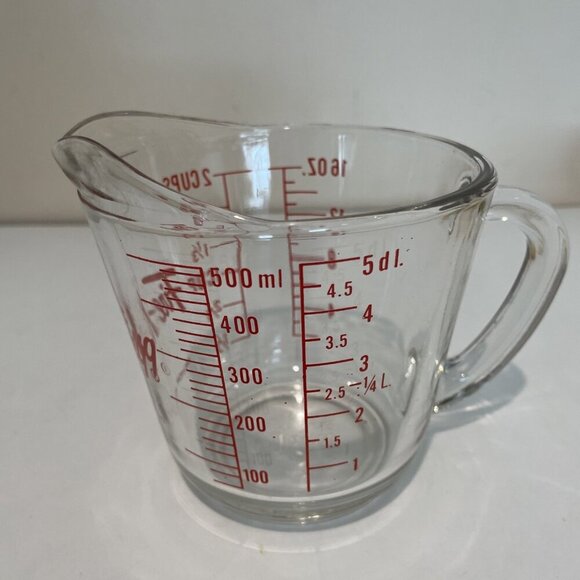 Vintage Anchor Hocking FIRE KING Glass 2 Cup Measuring 16 oz D Handle #498 USA - Picture 4 of 9